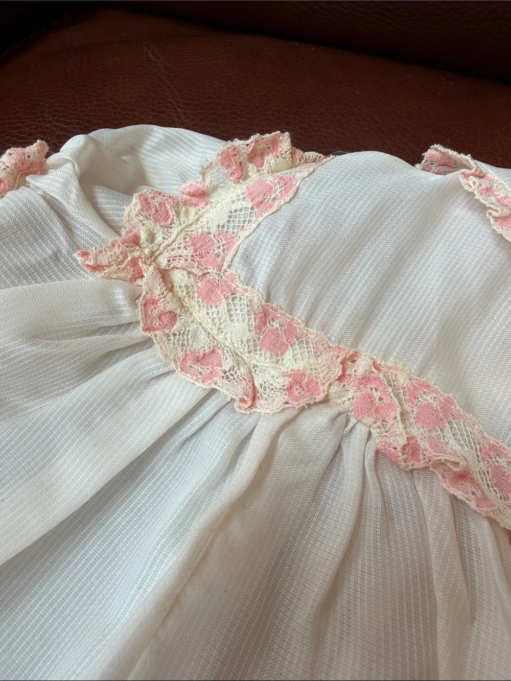 1950’s Classic White Toddler Dress Top with Pink Trim